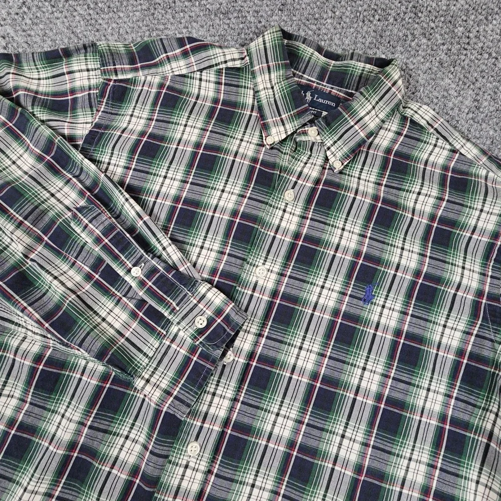 Polo Ralph Lauren‎ Classic Fit Plaid Button Down Shirt Mens XL Green Long Sleeve